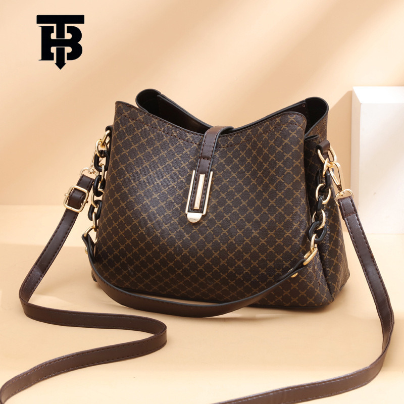 TB BHULAMTE Luxury Vintage Bucket Shaped Handbag Fashion Splicing Workplace Single Shoulder Crossbody Simple Large Capacity Mother Bag Free Shipping Z