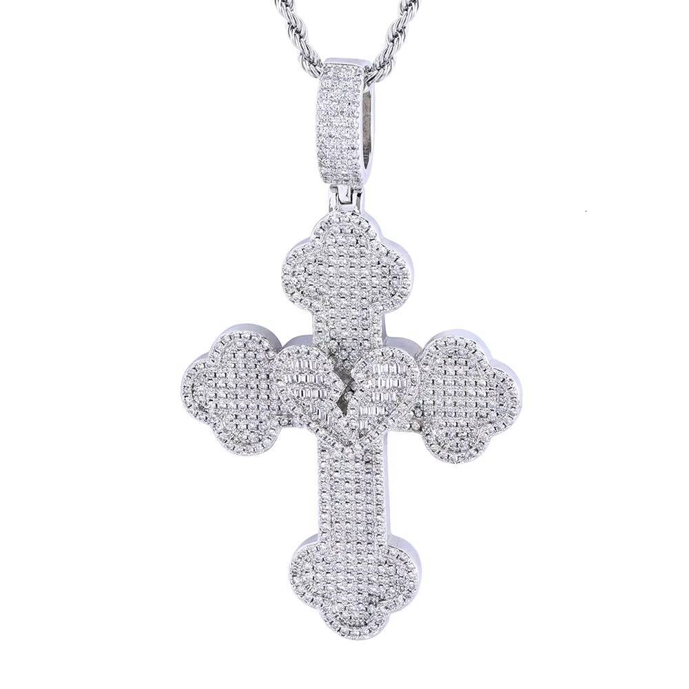 ESKEEM Hip Hop Jewelry S925 Silver White Gold Cross Pendant Iced Out VVS Moissanite Pass Diamond Tester Cross Charm Pendant