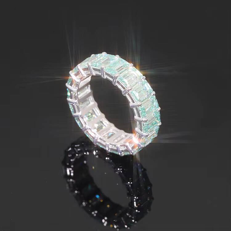 Custom Luxury Jewelry Ring Emerald Baguette Cut Mens Ice Out Moissanite Diamond 18k Gold Moissanite Ring Men