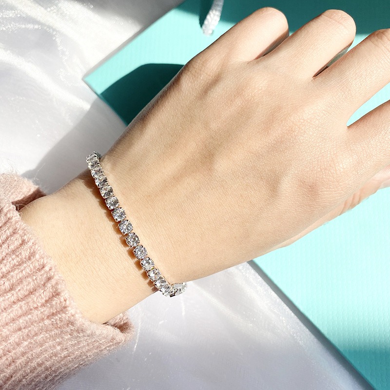 925 silver bracelet designer jewelry Elegant Silver Ladies Designer Jewelry Luxury Tennis Bracelet Set With Diamonds Rhodium Finish luxury jewelry Bracelet