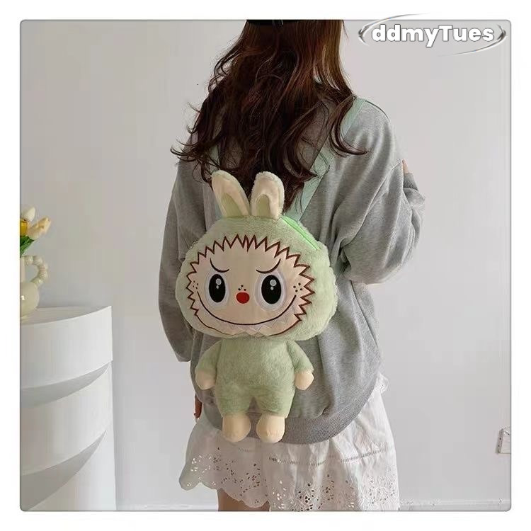 Labubu zimomo Cute Cartoon Plush Doll Backpack New Student Crossbody Bags The Monsters Outdoor Travel Bag Toy ddmythur