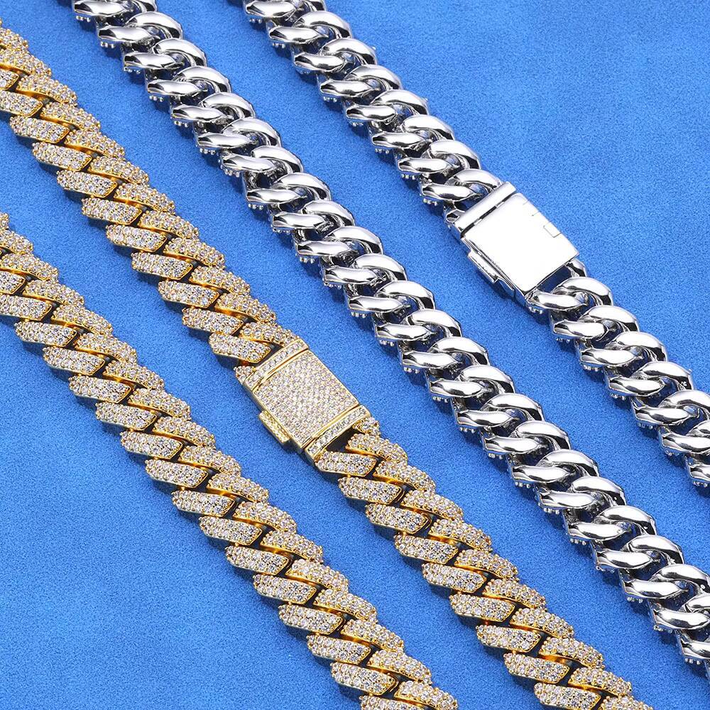 High Quality 10MM 925 Silver VVS Moissanite Cuban Chain Passed Diamond Tester Iced Out Hip Hop Necklace for Men Women