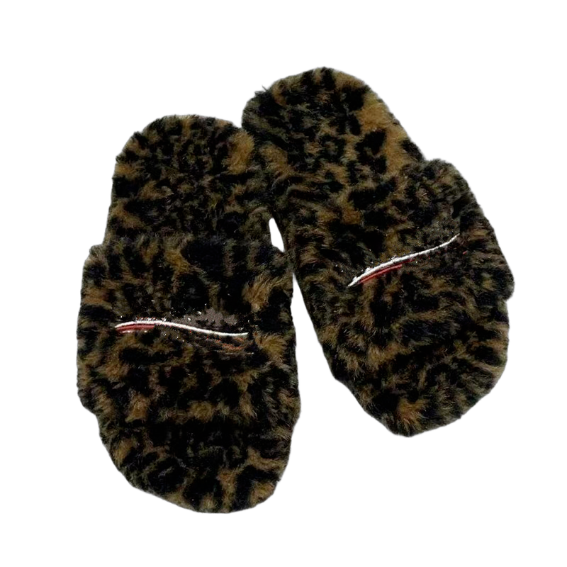 men women Slippers Plush Wool Winter Fur Fluffy Furry Warm Sandals Flip Flop lolita Y2k Casual scuffs