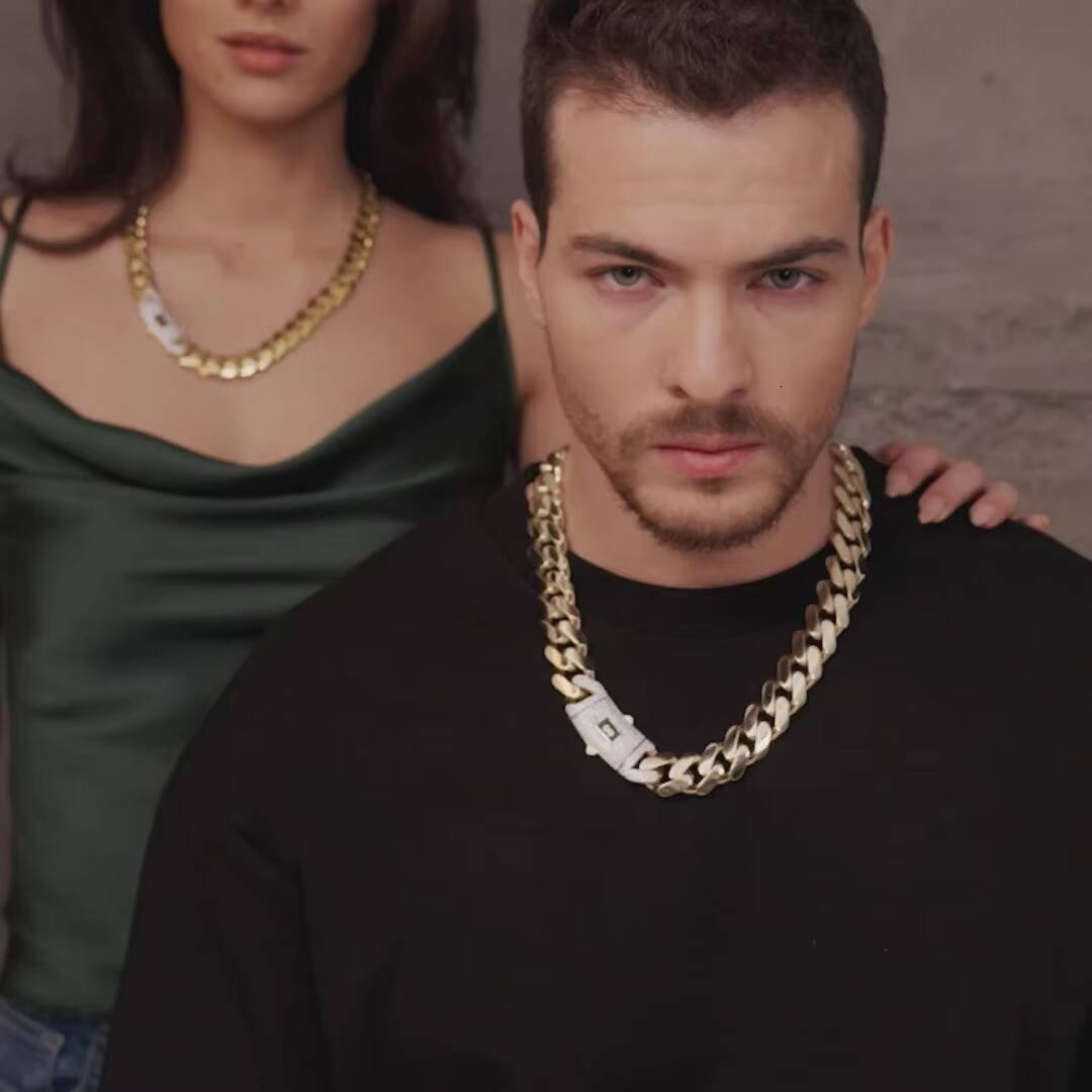 Hip Hop Jewelry Wholesale 14K 18K Gold Plated Monaco Chain Classic Pav Lock Choker Heavy Miami Cuban Link Chain Mens Necklace