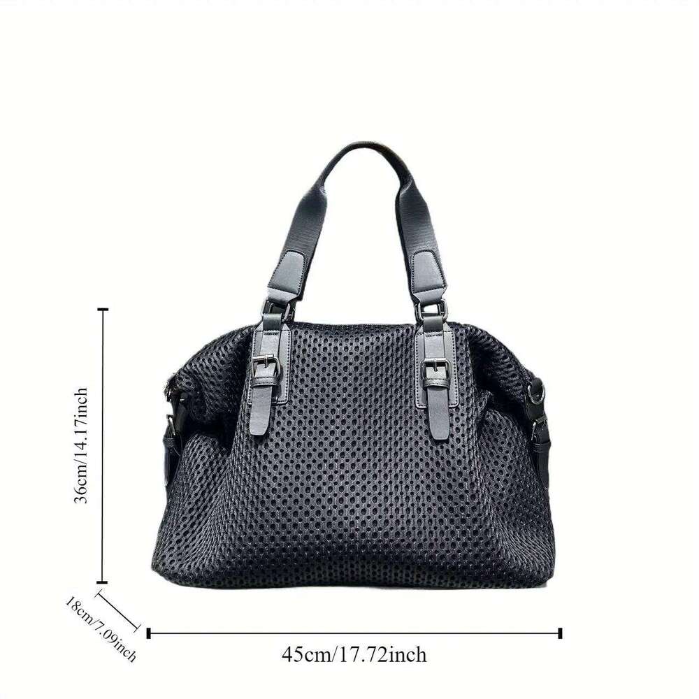 Women's Travel Simple Leisure Vacation Large Waterproof Nylon Mesh Shoulder Messenger Bag