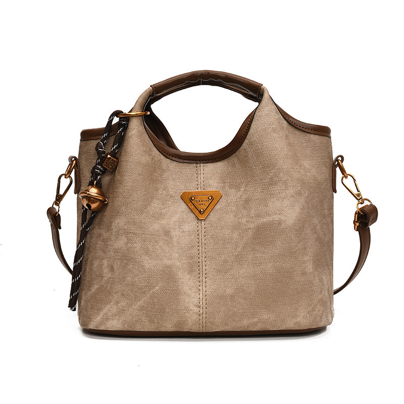 Trendy Korean Style Fashion Casual Soft Leather Dumpling Bag British Style Casual Oil Wax Leather Tote Bag