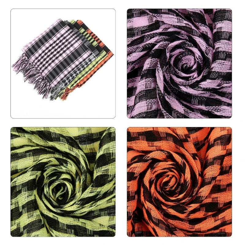 Stylish Shemagh Scarf Fringed Checker Arab Shawl for Men Women Muslims Dustproof Headwrap Desert Neckscarf 250901