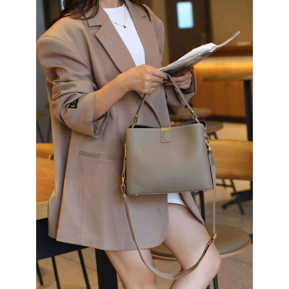 Faionable Leather Buet Women's Crossbody Commuter Large Capaci Single Oulder Bag Multi-Layered Handbag