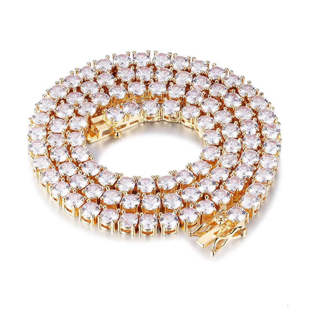 3MM 4MM 5MM Iced Out Diamond Necklace Hip Hop Micro Setting Bling CZ Tennis Chain