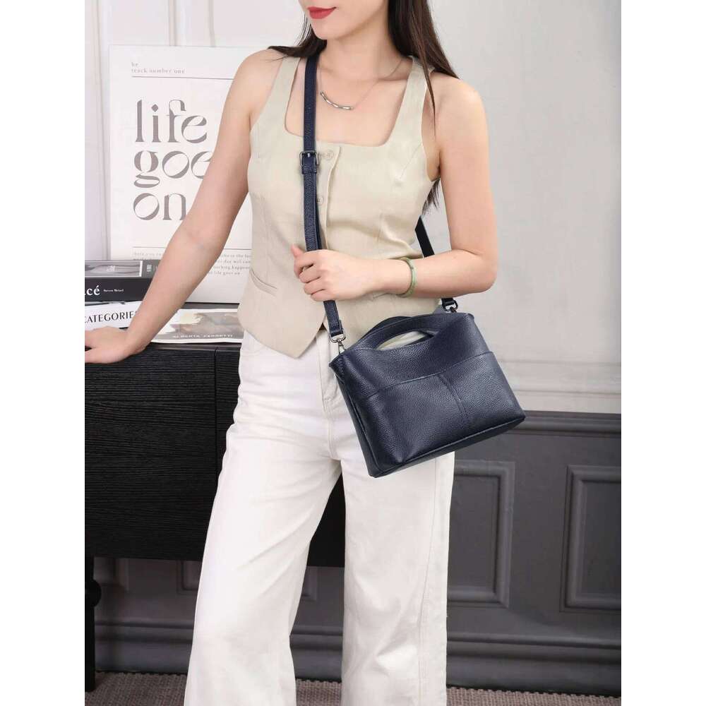 Women's Top-Grain Leather Work Tote Bag - Convertible Crossbody Laptop Purse For Commuting