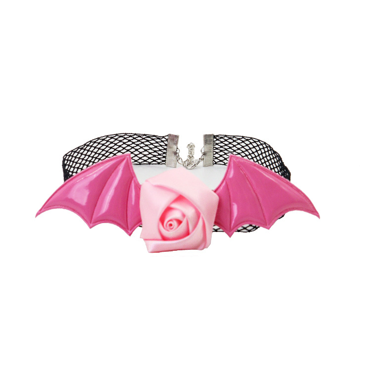 Stage Wear Halloween Bat Wing Headband Rose Choker Necklace - Sexy Costume Accessory Set