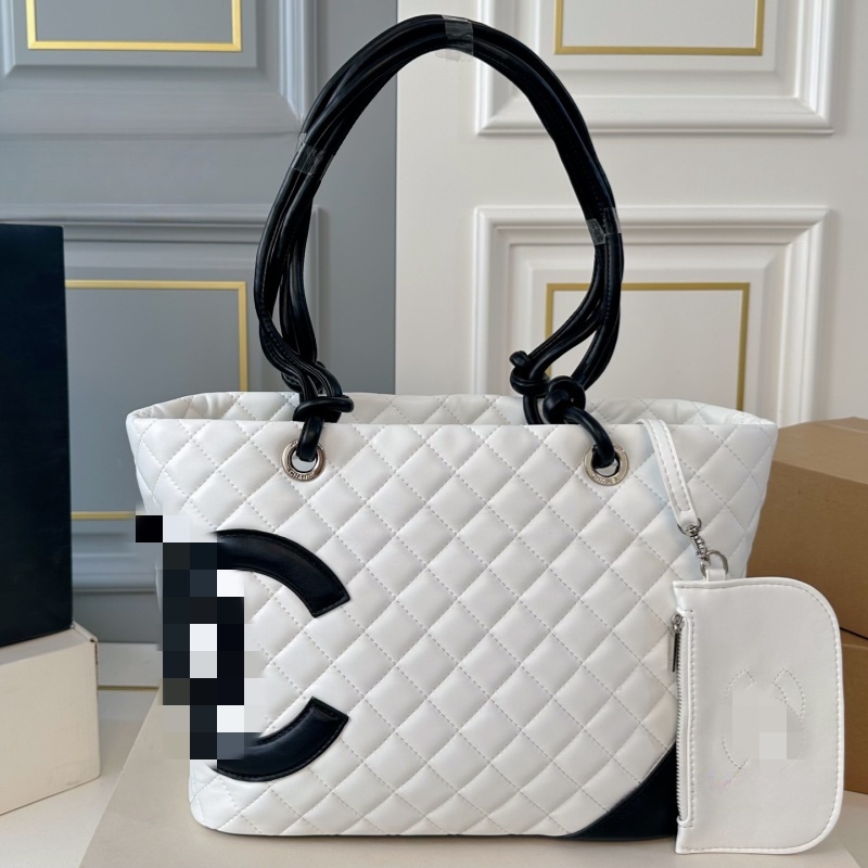 Designer White Leather Tote Large Capacity Single Shoulder Handbag women Luxury Top Quality Black Pink Totes 5A