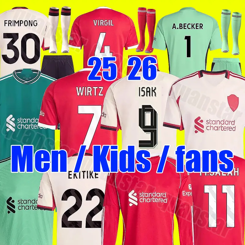 25/26 Wirtz SALAH jersey Ekitike MAC ALLISTER Kerkez GAKPO ISAK SZOBOSZLAI Jeremie Frimpong 2025 soccer jerseys Mens Kids Kit sock Full sets