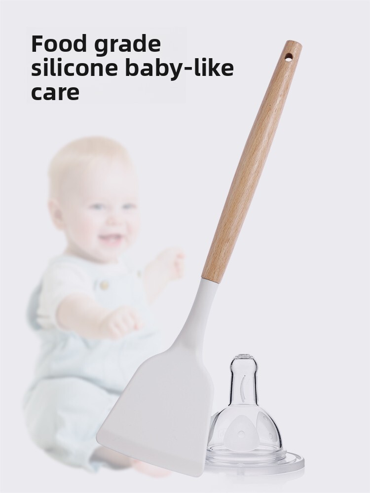 Silicone Non-Stick Pan Special Household Small High-Temperature Resistant Frying Soup Stir-Frying Spatula Wooden Spoon Set