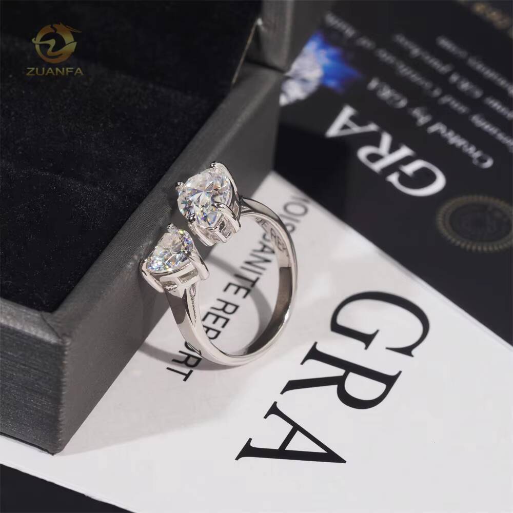 Women Fashion Jewelry VVS White Gold Plated 925 Dilver Moissanite Diamond Ring GRA Certificate Engagement Rings Heart Pear Cut