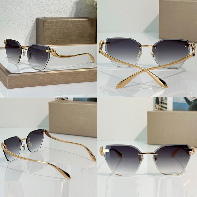 Luxury Designer Frameless Polygonal BV1428 Women Elegant Sunglasses Fashionable Gradient Lenses Party Style Sunglasses Outdoor Sunshade Glasses With Box