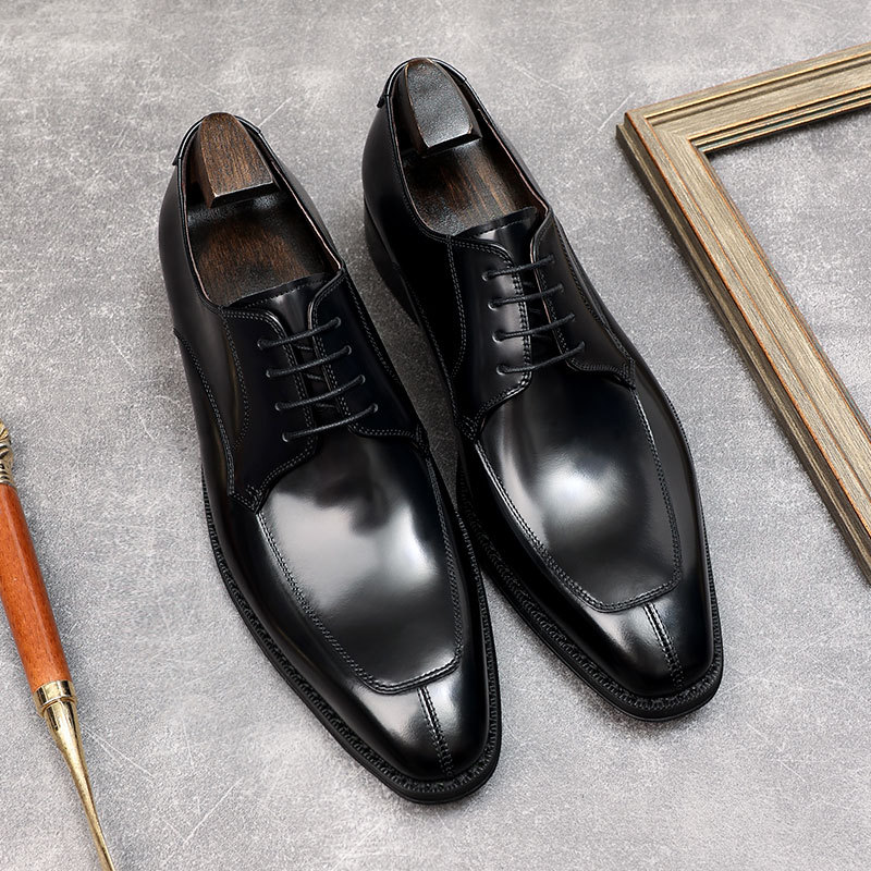 Genuine leather top layer cowhide British men's shoes lace-up breathable single shoes high-end leather shoes men's business formal wedding g