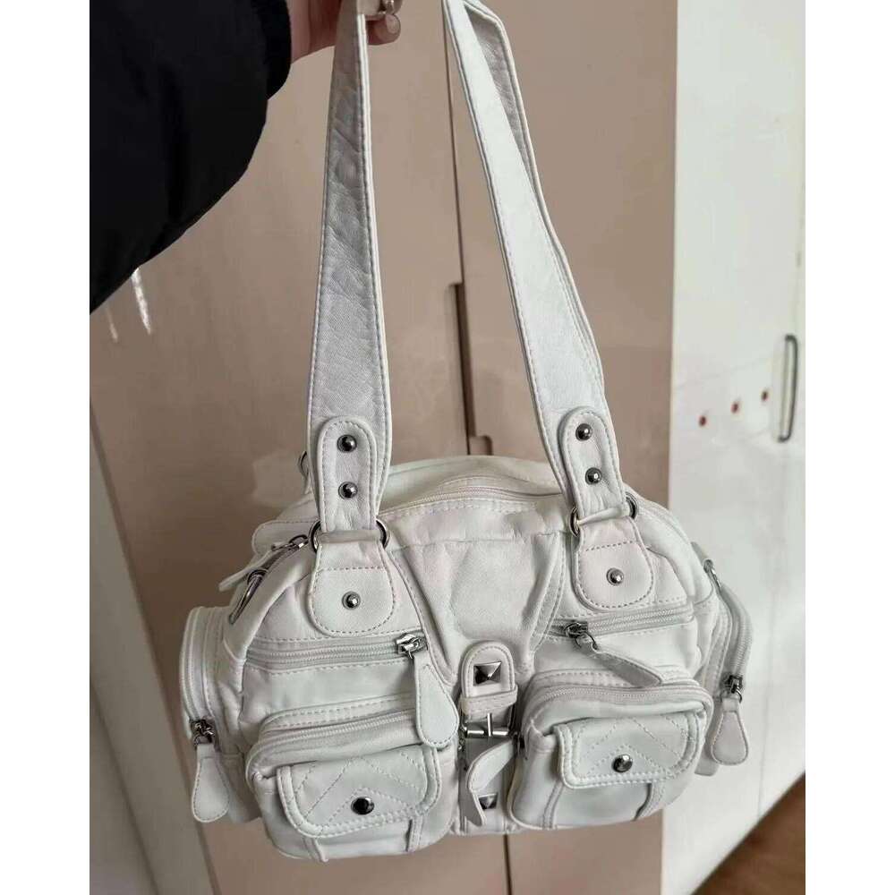 JIAERDI Hot Girls White Y2k Shoulder Bags Women Vintage Subculture Leather Casual Handbag Female Haruku Underarm Bag Purse New