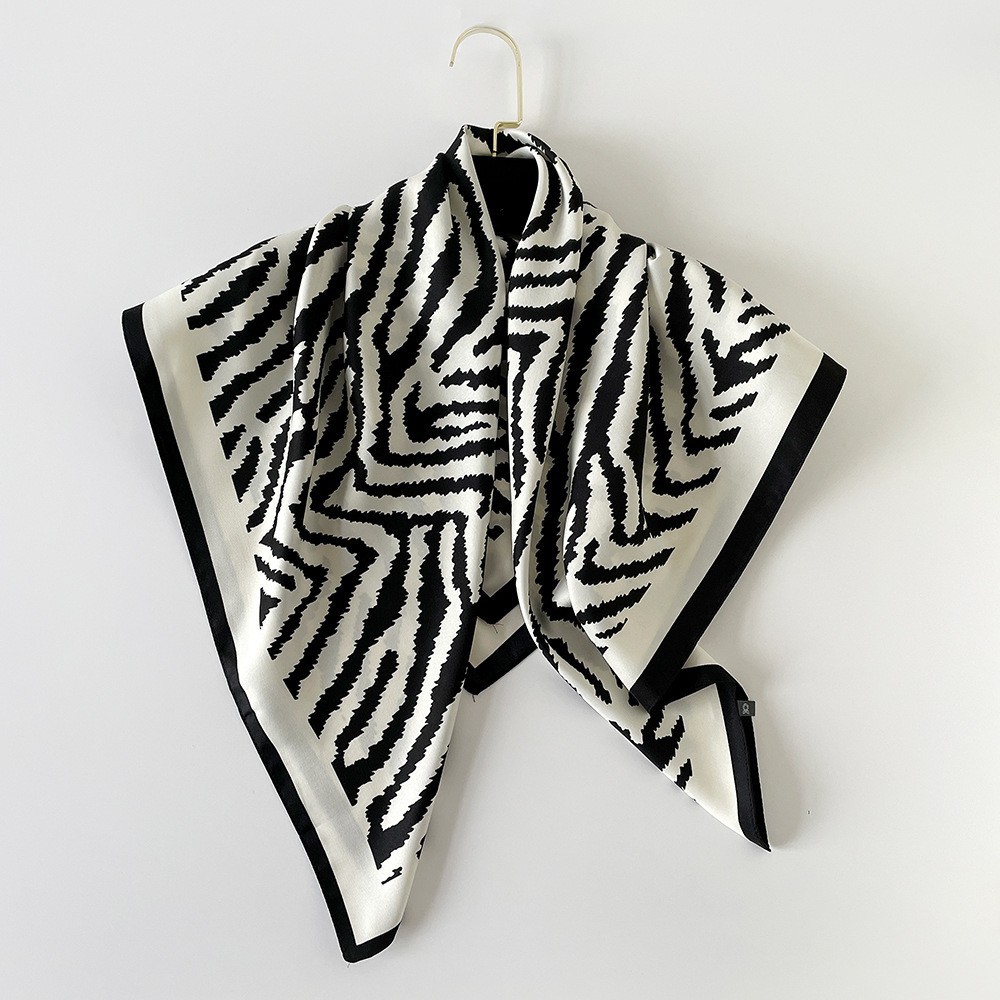 K1772 European and American striped silk scarf, versatile, light luxury sunscreen shawl, neck scarf