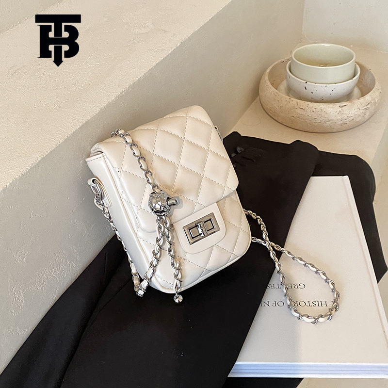 TB BHULAMTE Silver Mini Women's Vertical Handbag New Fashionable High End Quilted Chain Phone Bag Designer Luxury Summer Shoulder Cross Bag Free 
