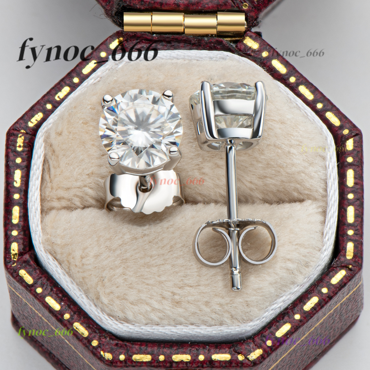 Classic 4 Prong Moissanite Stud Earrings 0.1ct-4ct White Gold 925 Sterling Silver VVS Diamond for Men and Women