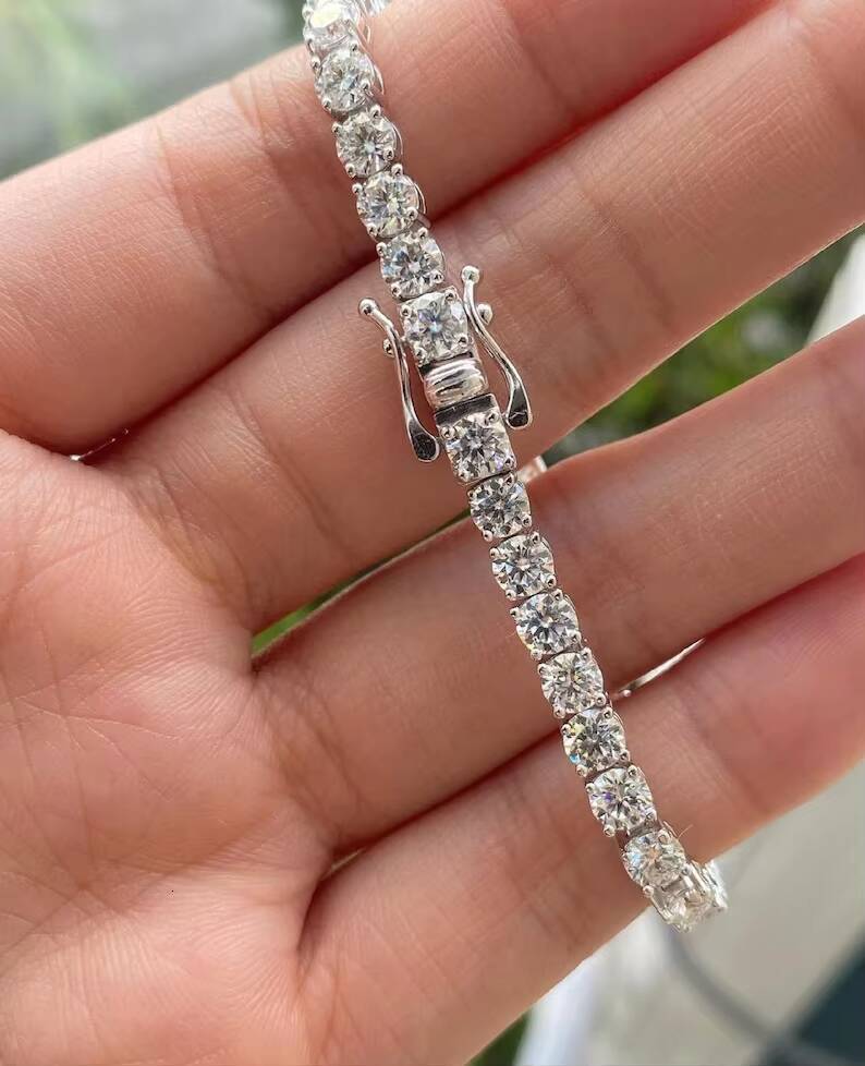 4 MM D E F Color Round Cut Lab Grown Diamonds Tennis Bracelets VS Clarity Beautiful Sterling Silver Bracelets Wedding Gift Her