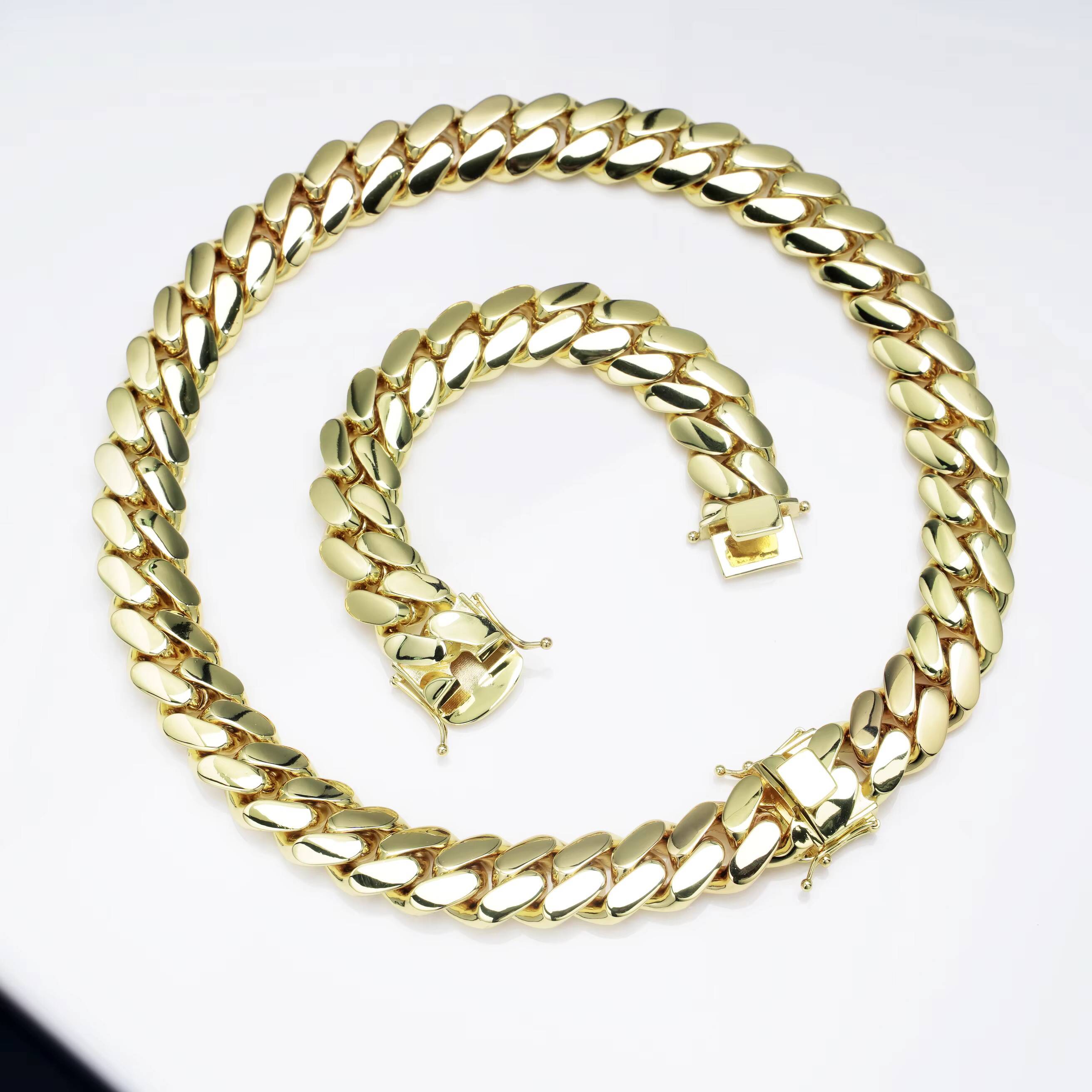 Miami Cuban Chain moissanite chain necklace 10k 14k Gold cuban link chain fashion jewelry necklaces