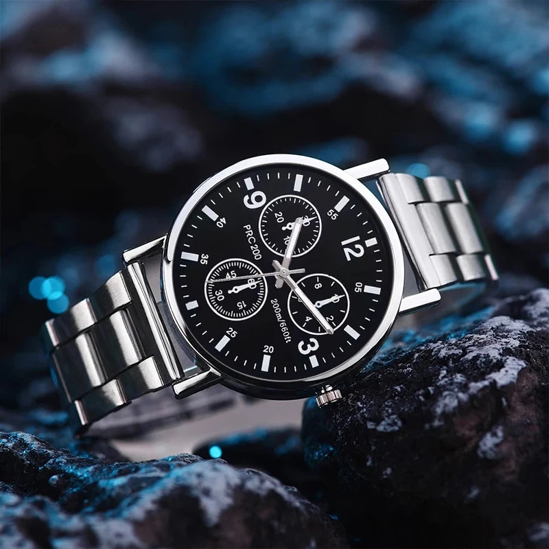 Fashionable mens stainless steel watch quartz business casual watch clock suitable for outdoor sports and multiple sce 250901