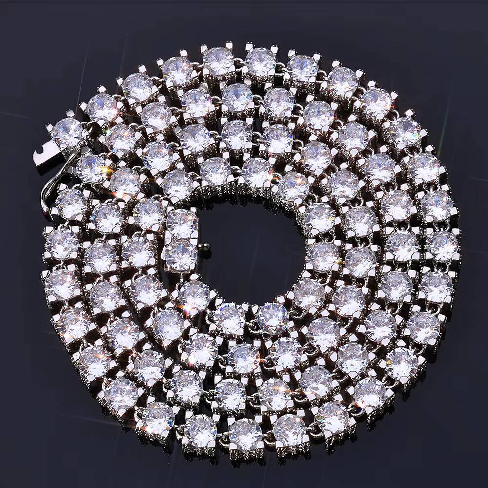 Eskeem Womens 6mm Tennis Chain Necklace Iced Out Cubic Zirconia Stones Bling Hip Hop Fine Jewelry