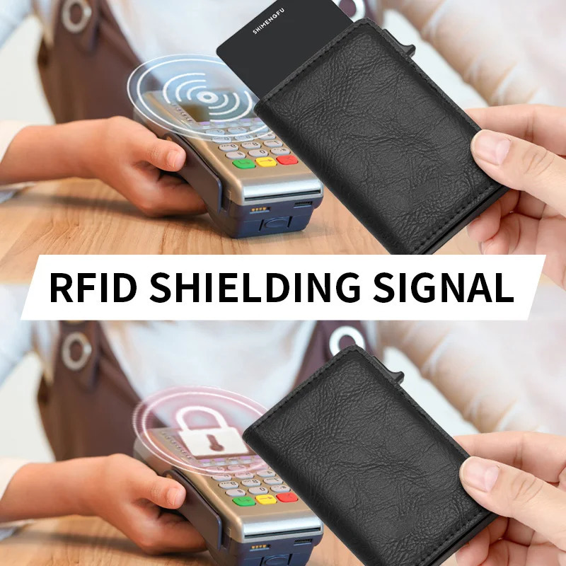 Fashion Metal Aluminum Leather ID Card Holder MultiFunction er Bank Card Men Wallet Business PopUp Cardholder Women250901