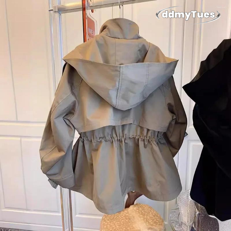 2025 Spring and Autumn New Design, niche, loose, casual, short, drawstring drawstring waist collection workwear, windbreaker jacket for women ddmytues