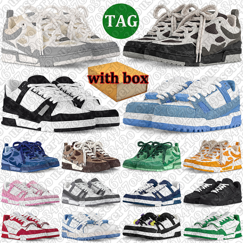 with box trainer sneaker for men women designer shoes casual platform sneakers triple black pink white green navy blue leather denim outdoor sports trainers
