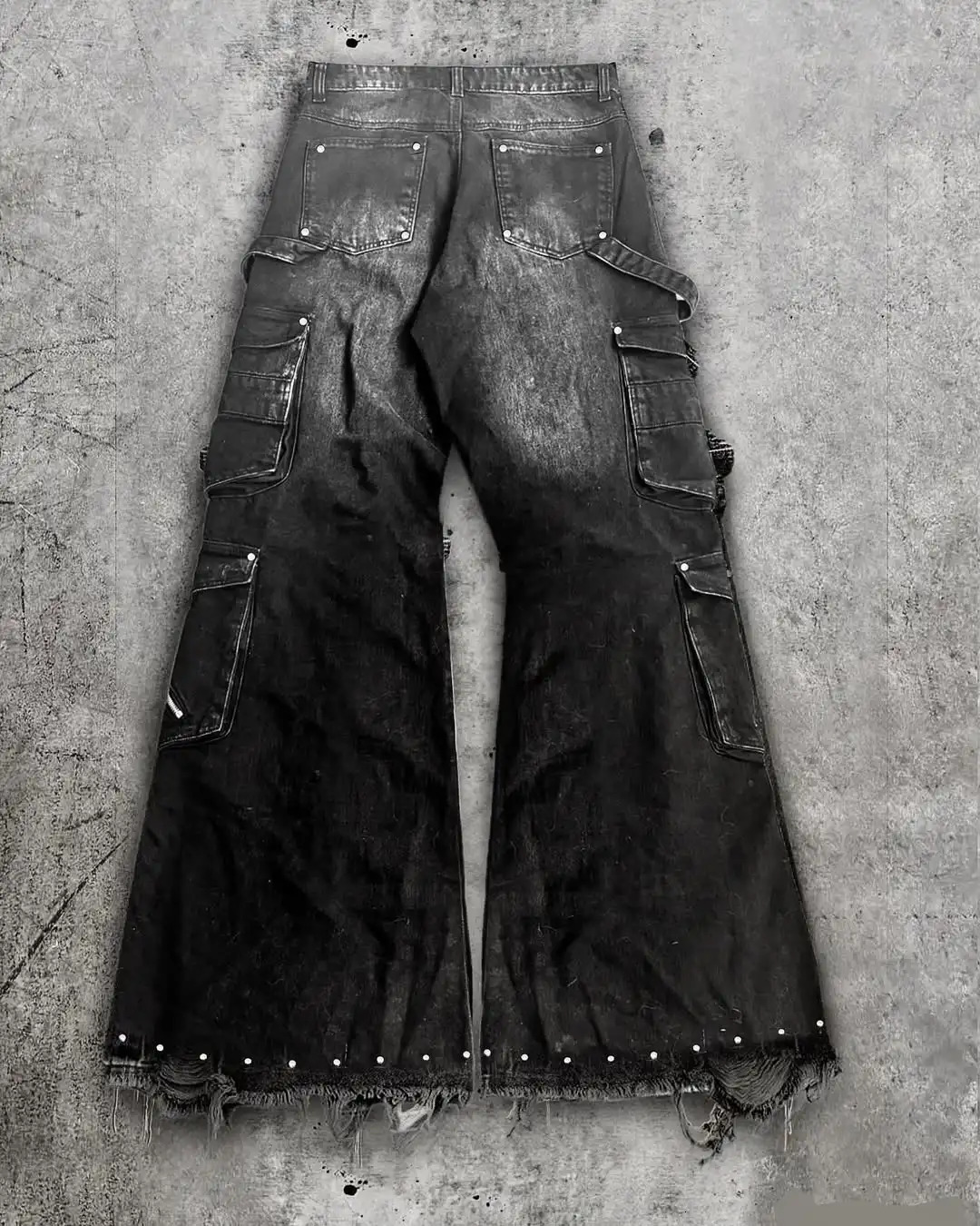 Y2K Streetwear Gothic Cargo Baggy Jeans Oversized Multi Pocket Wide Leg Pants with Zippers Straps Ripped Distressed Men Womens 250829