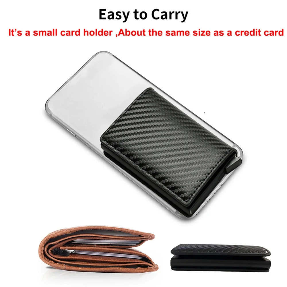 Anti Rfid Carbon Fiber ID Credit Card Holder Men Wallets Mini Automatic Pop up Bank Cardholder Case Minimalist Vallet Choice250901 - view 6