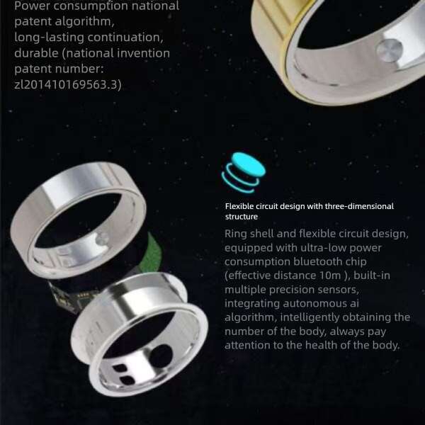 Smart Ring Black/Sier/Invisible/Brushed Sier/Gold/Rose tech73 Gold Size 4 To 15