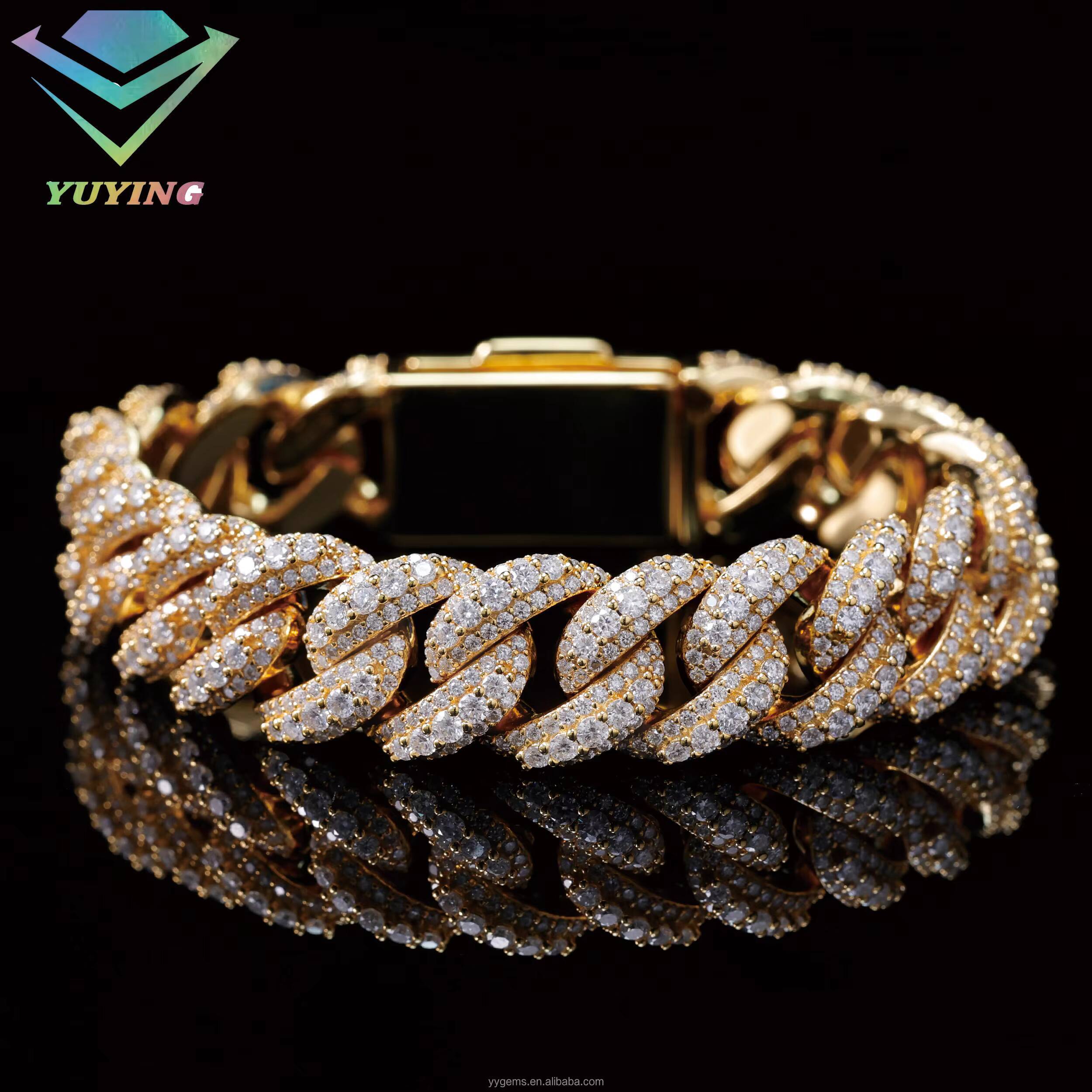 VVS Mossanite Cuban Bracelet Fine Jewelry 14mm22mm Wide S925 Silver GRA Moissanite Bracelet iced out Diamond Cuban Bracelet