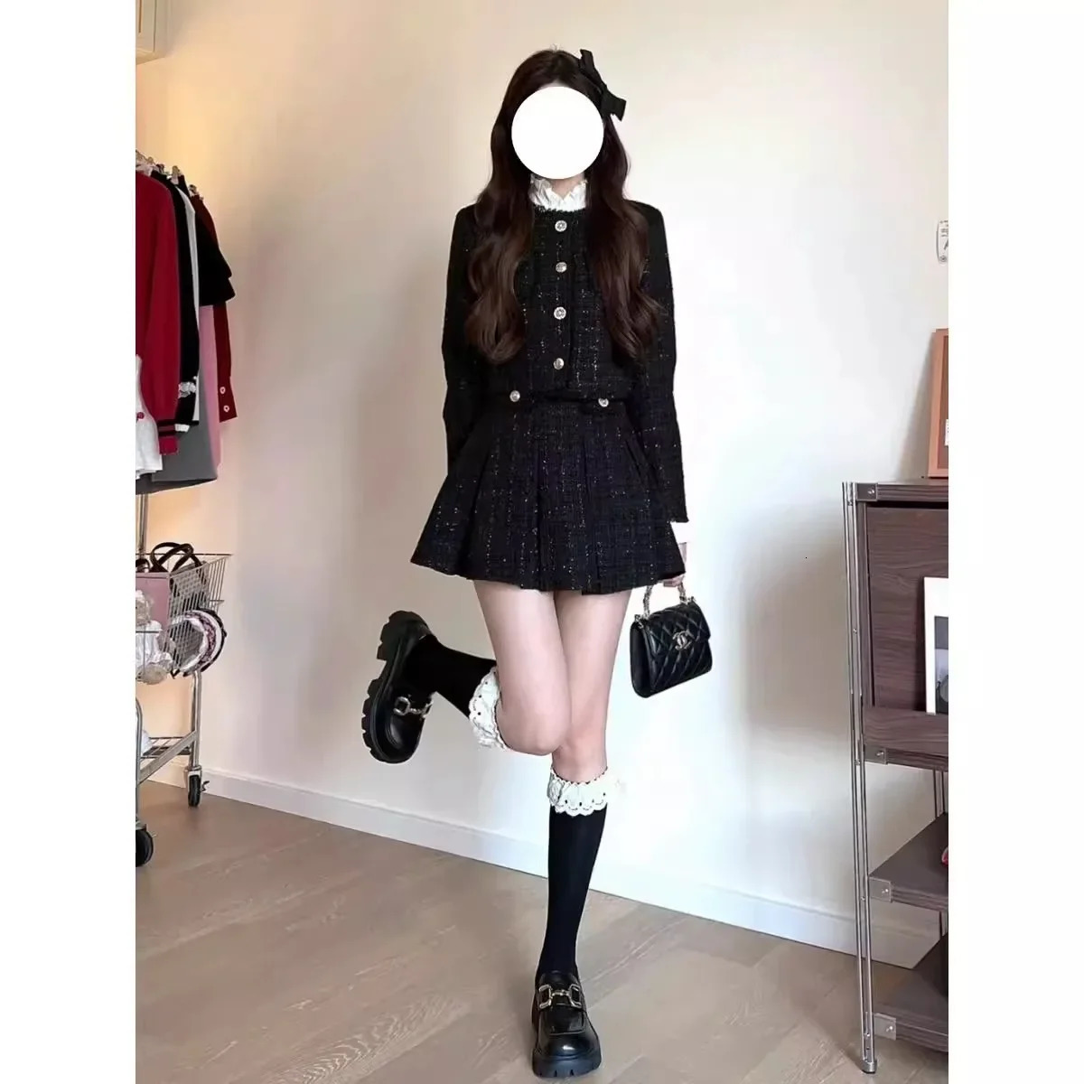 HighEnd Tweed Style Womens Suit Dresses Spring Autumn Season FeelNiche Socialite Jacket Matching Set Fashionable Chinese Lands 250901