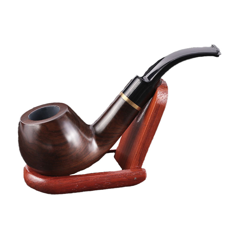 Top Grade Ebony Wood Pipe Tobacco Handmade Smoking Pipe Vintage Bent Engarved Smoke Pipe Accessory
