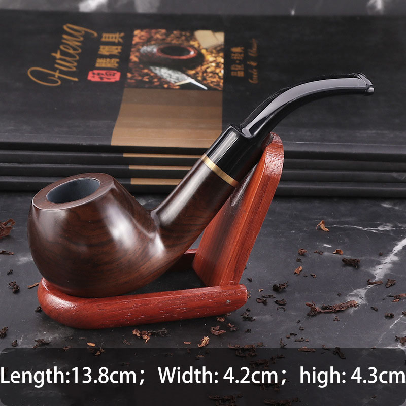 Top Grade Ebony Wood Pipe Tobacco Handmade Smoking Pipe Vintage Bent Engarved Smoke Pipe Accessory