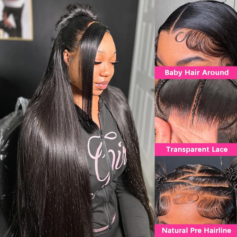 30 40 Inch Ready To Wear 13x4 13x6 Straight HD Lace Frontal Wigs High Density 360 Front Human Hair Gluelesss Closure Black Wig Pre Plucked For Women 2