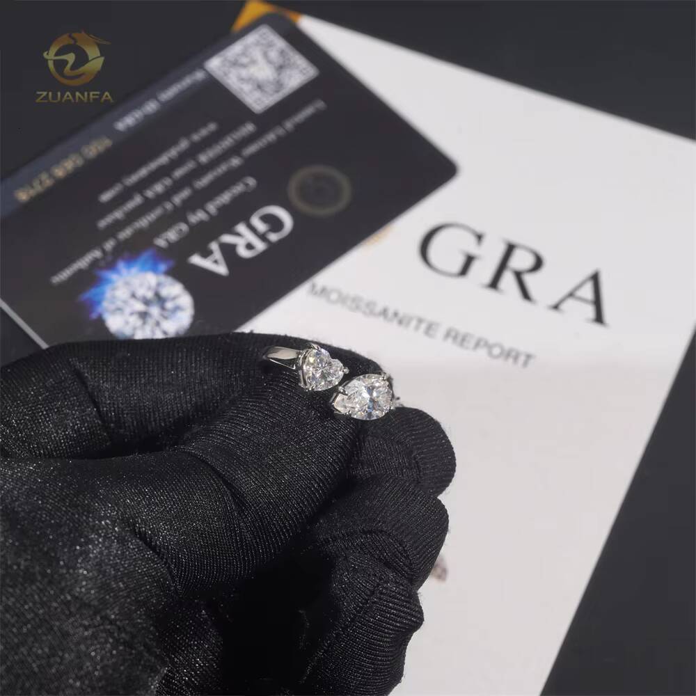 Women Fashion Jewelry VVS White Gold Plated 925 Dilver Moissanite Diamond Ring GRA Certificate Engagement Rings Heart Pear Cut