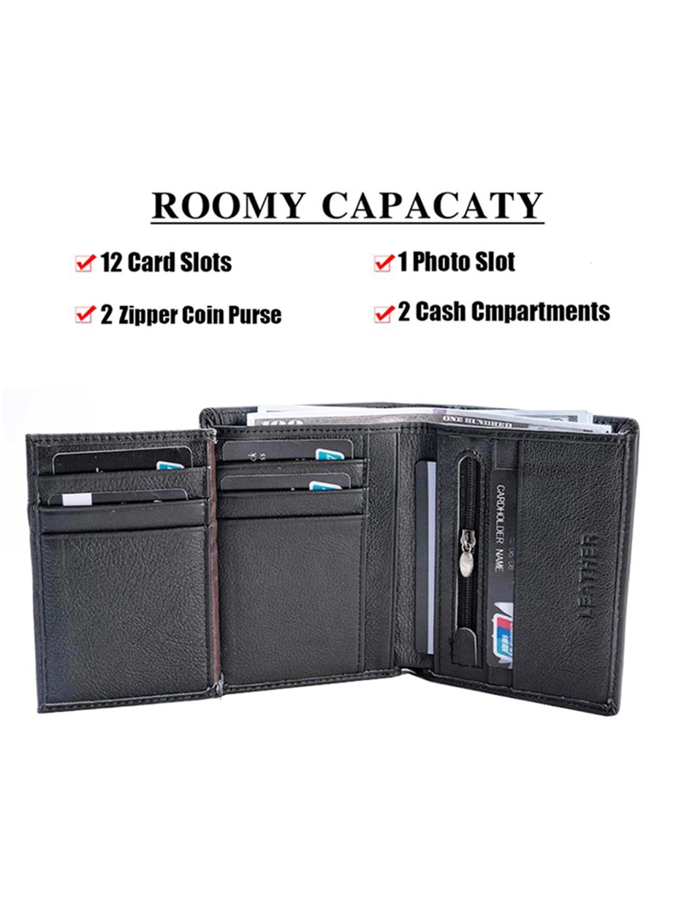 Mens Wallet business vertical Man Genuine Leather Wallet Zipper Card Holder Money Bag Antitheft RFID Wallet Male Coin Purse250901