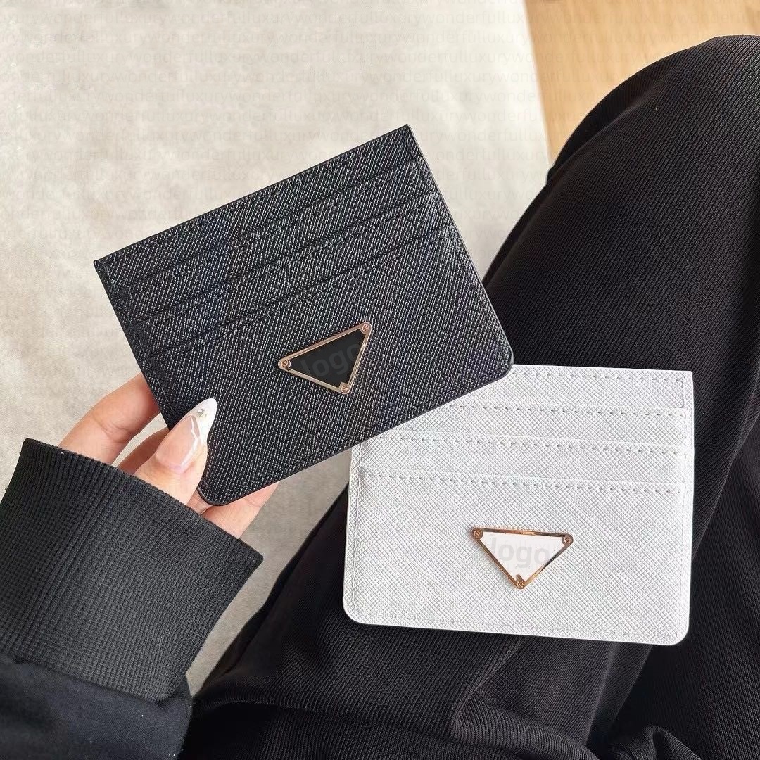Credit Wallet Designer Men and Women Black Fashion 2024 Passport Cover ID Business Mini Coin Pocket for Ladies Purse Case Triangle 4