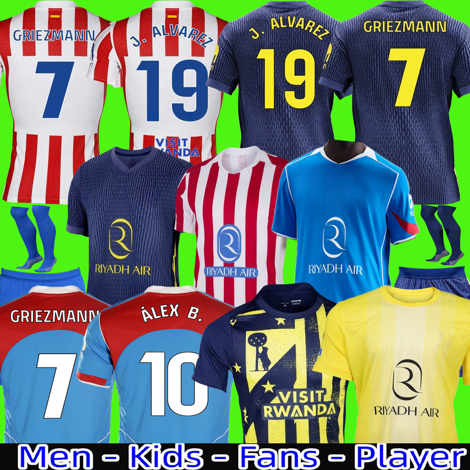 25 26 RASPADORI ALEX B.Soccer Jerseys 2025 2026 GRIEZMANN BARRIOS J. ALVAREZ M.LLORENTE Camisetas de futbol atleticos LEMAR men kids kit Football Shirt