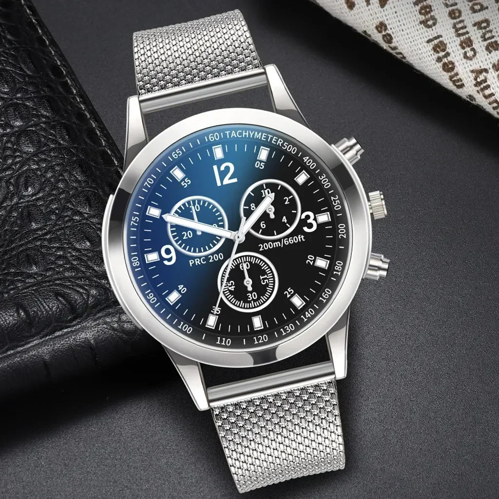 Casual Stainless Steel Mesh Belt Watches for Men Simple Round Dial Quartz Mens Watch Business Wristwatch 250901