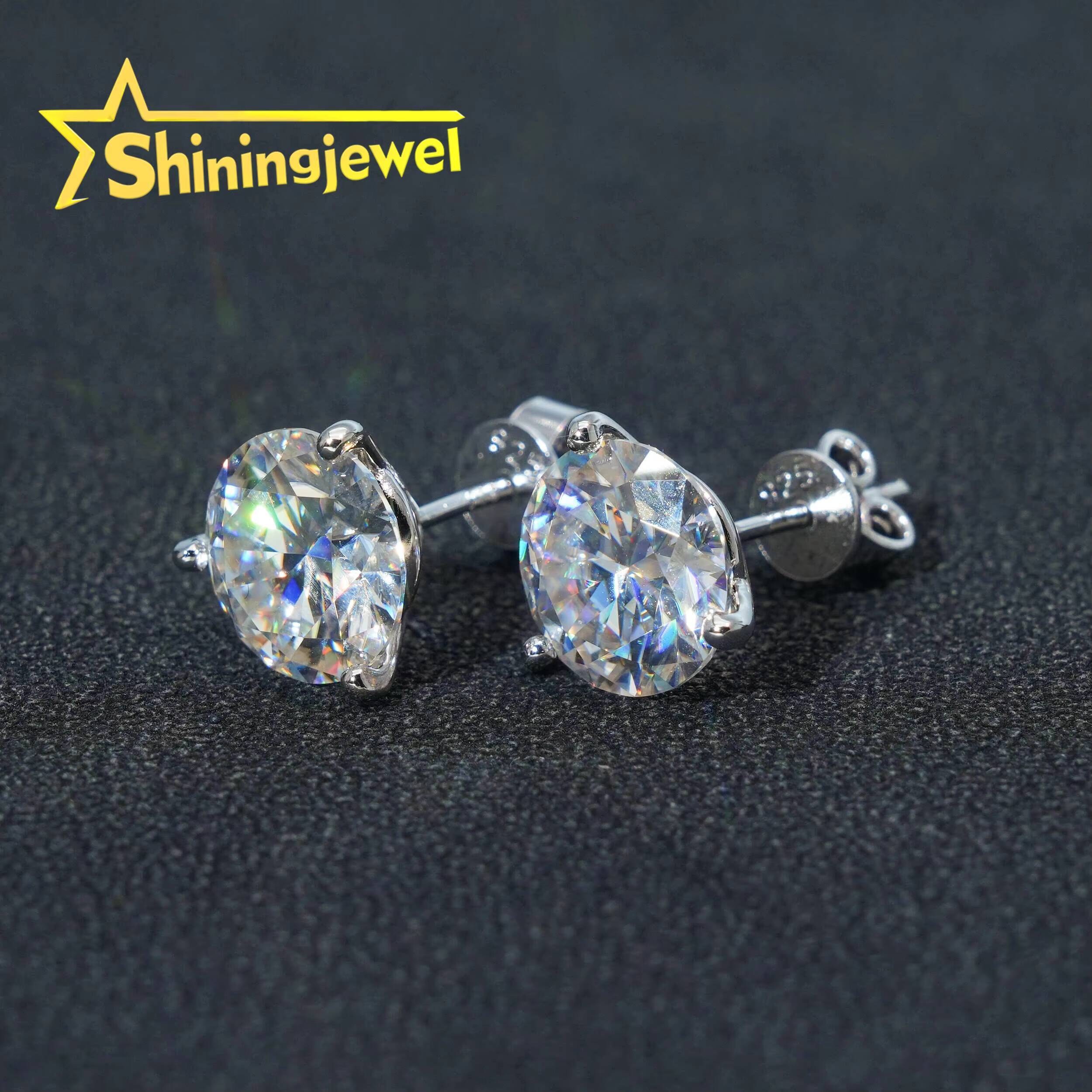 Martini Set 9.5mm Big Flashy Luxury Mens Sterling Silver Stud Earrings Round Mossianite Jewelry Lced Out Stylish Bling for Men