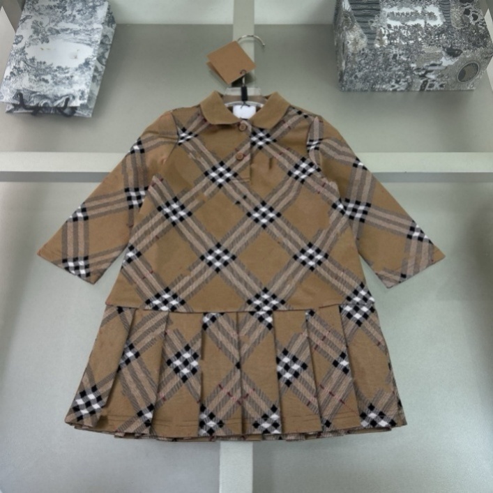 Designer Fashion Baby Girl dress Spring Fall Children's Short sleeve dress lapel girl skirt Children's clothing size 90cm-150cm G2