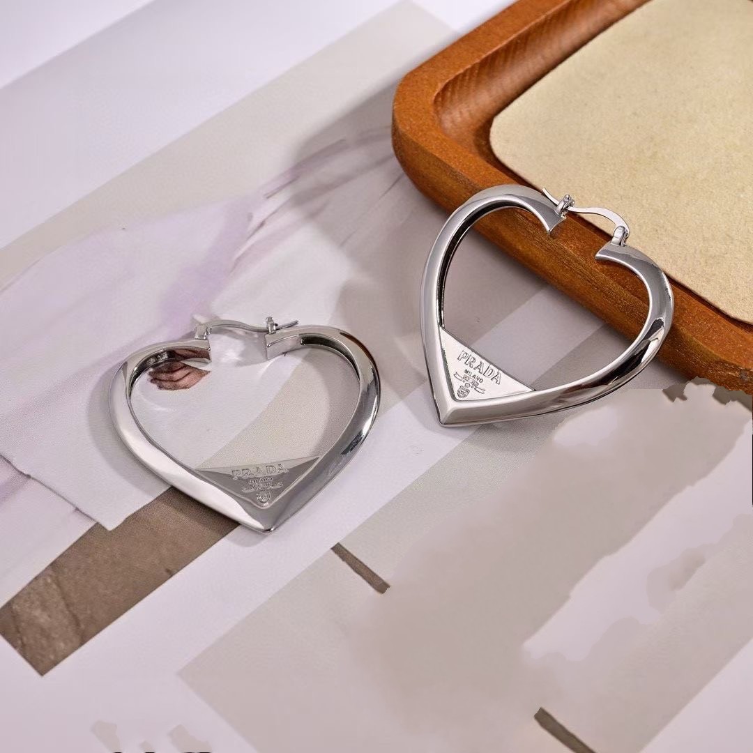 Luxury 18K white gold silver hollow Tri-angle designer hoop stud women men letter P logo engrave earrings 316L stainless steel girls wedding jewelry