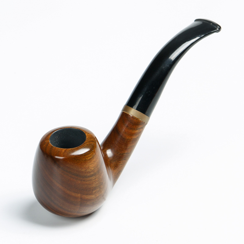 New Solid Wood Dry Pipe Smoking Craft Brown Ebony Smooth Engraved Handmade Tobacco Pipe-Model 661