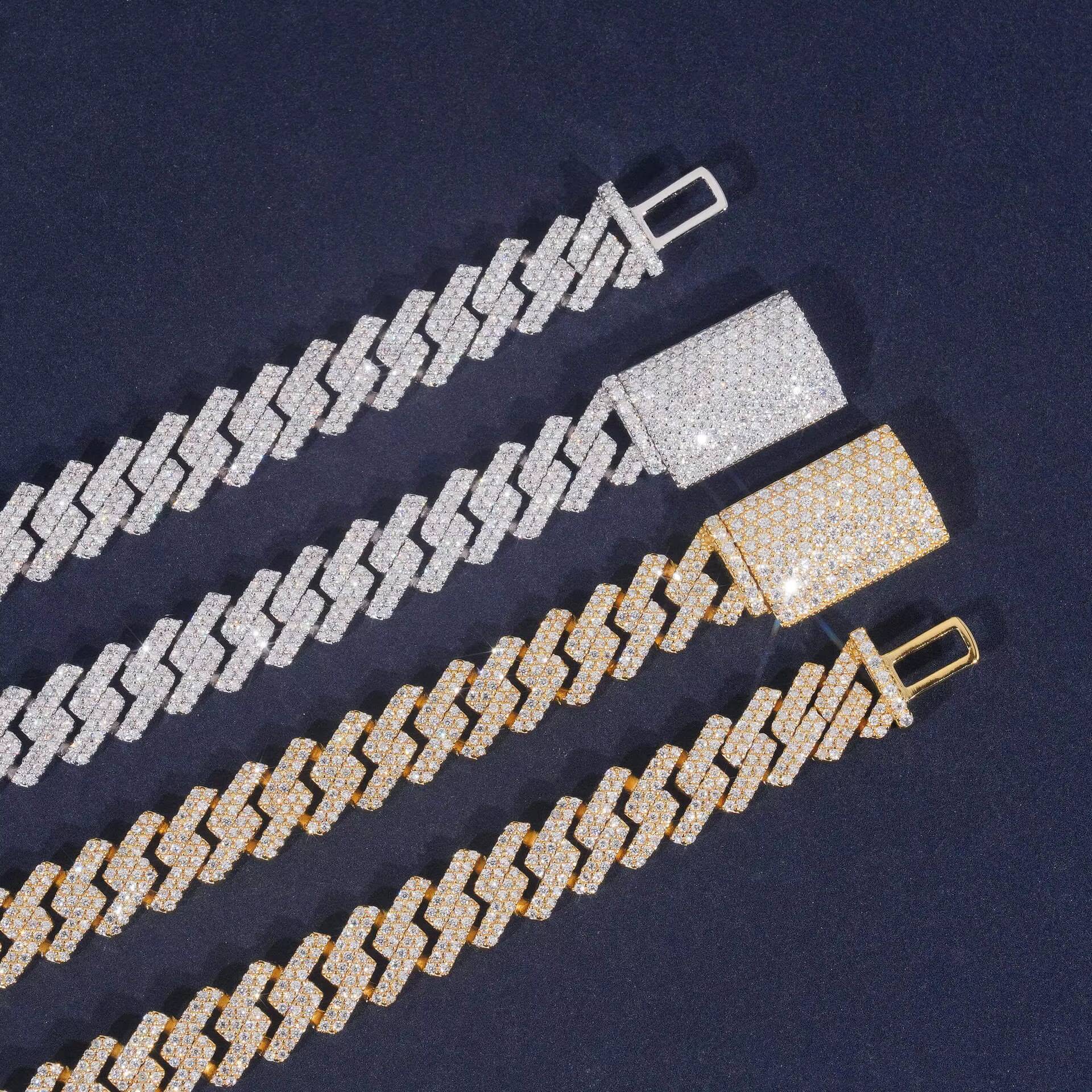 European American Hip Hop 925 Sterling Silver Moissanite Necklace VVS 10mm Double Row Stone CrossBorder Hot Sale Men Cuban